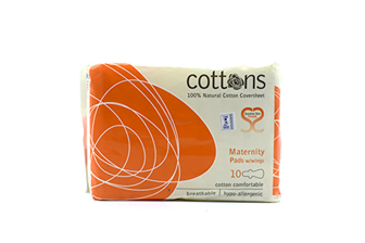 Natural Cotton Maternity Pads with Wings 10's