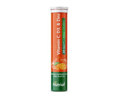 Nutriaf Vitamin C, D3, and Zinc Tabs 20s Vitamin C This is a powerful antioxidant that strengthens the body immune system, reduces inflammations, help manage blood pressure and help prevent Iron deficiency. Zinc Boosts the immune system, accelerates wound healing, may help treat acne and decreases inflammatory in the body.