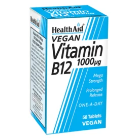 HealthAid Vitamin B12 (Cyanocobalamin) 1000µg Tablets 50`s
